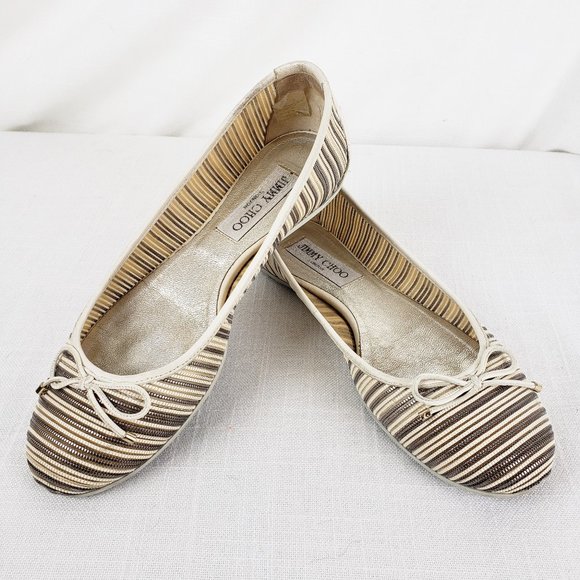 JIMMY CHOO Walsh Metallic Flats - Picture 1 of 14